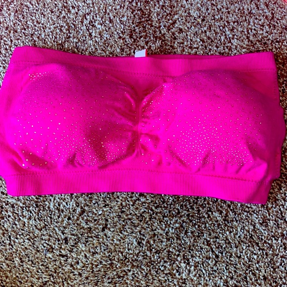 pink and gold bra top sz small / medium cups inside New bandeau bra top glitter - Picture 1 of 4